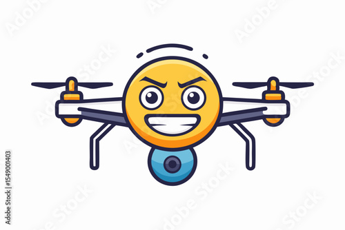 drone emoji smirk face mischief flying cam