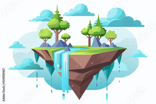 floating island waterfalls glow magic surreal