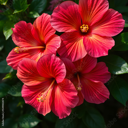 Wallpaper Mural Vibrant Red Hibiscus Macro Close-Up. Stunning Hyper-Real Floral Photography. Generative AI. Torontodigital.ca