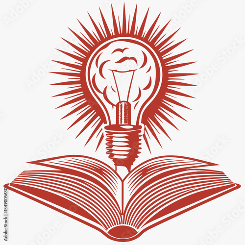 Illuminated book knowledge, education concept, red tones, for presentations