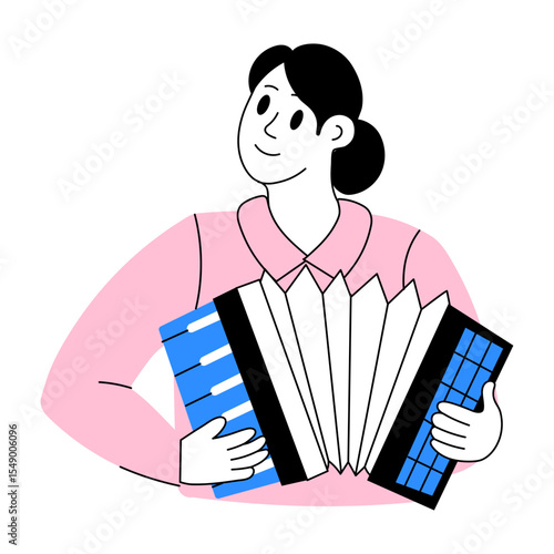 A hand drawn style illustration of an accordionist
