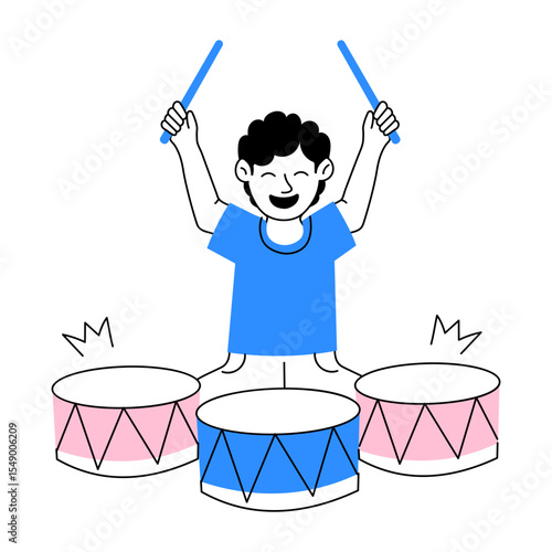 An illustration of drumbeat designed in doodle style

