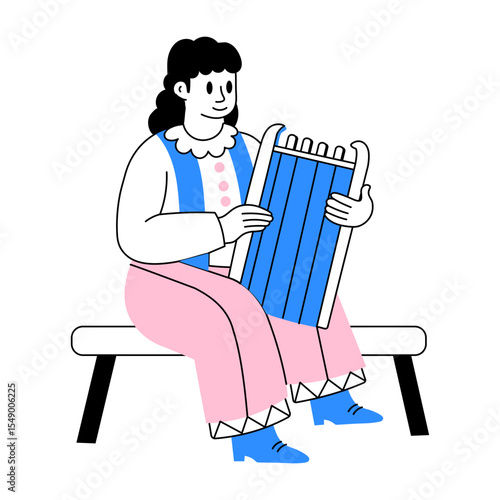 Sketchy style illustration depicting unique kantele music 
