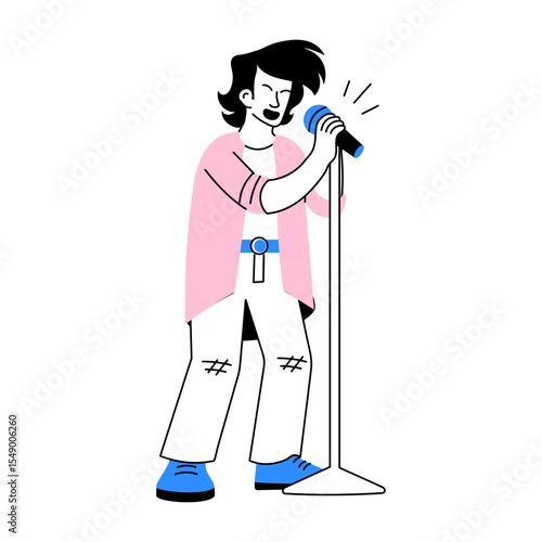 A hand drawn illustration of a skilled vocalist singing
