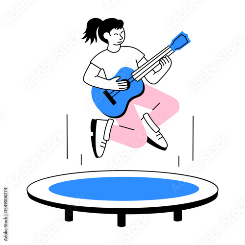 Doodle style illustration denoting a passionate guitarist 
