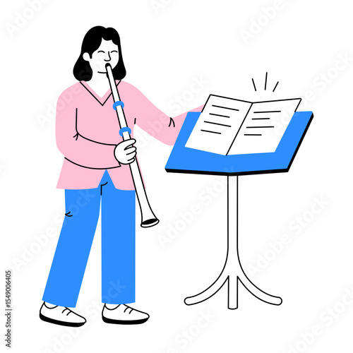 Shamisen, classical, musician, instrumentalist, performer, artist, character, doodle, drawing, sketchy, vector, illustration 
