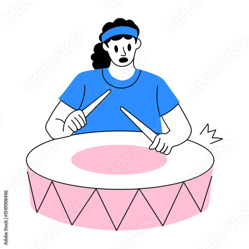 Sketchy style illustration showing energetic drum music performance