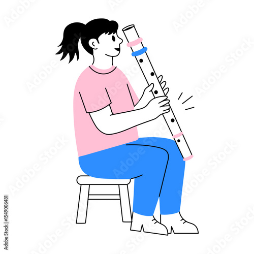Sketchy style illustration showing a rainstick player 
