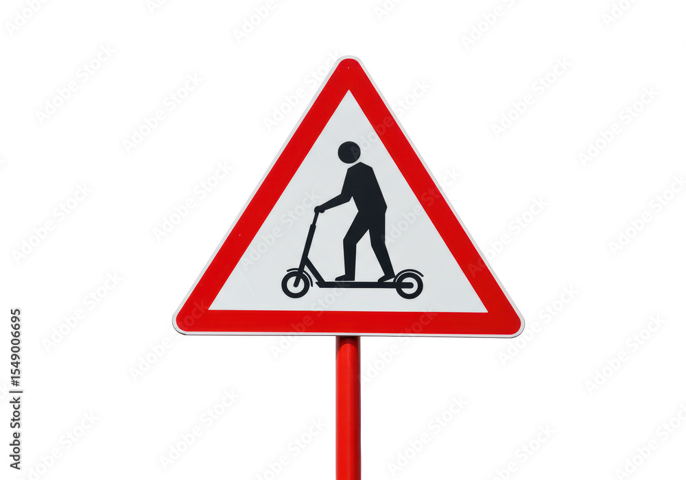 Isolated Scooter Zone Warning Sign Isolated Scooter Zone Warning Sign