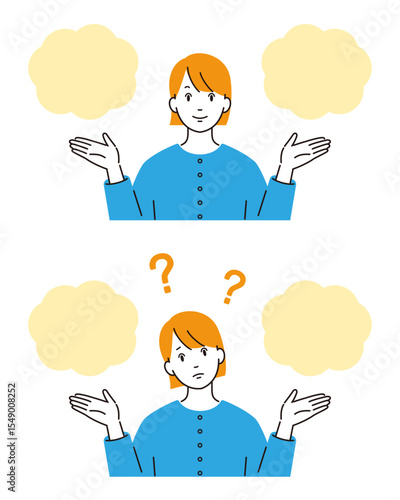 比較検討する若い女性のベクターイラストセット