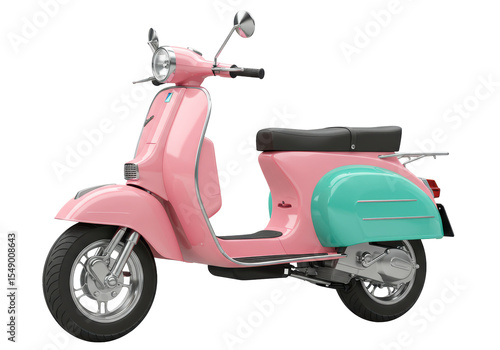 Isolated Vintage Pink and Teal Vespa Scooter
