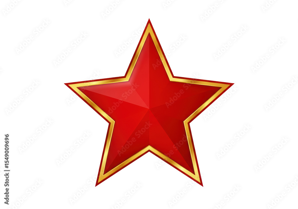 Isolated Red Star with Golden Border, Festive Award Symbol Isolated Red Star with Golden Border, Festive Award Symbol