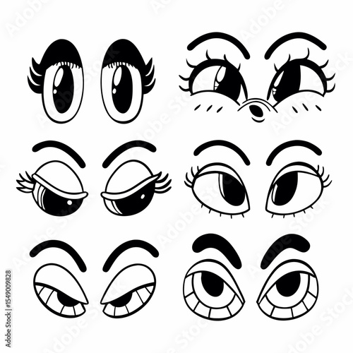 vector illustration of a set of funny cartoon eyes