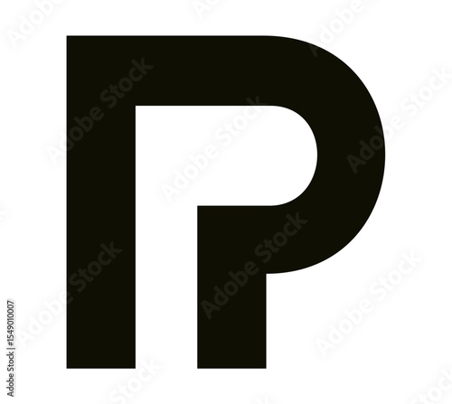 Free Download Bold Stylized Letter P Logo in Minimalist Geometric Style, A sharp black letter 