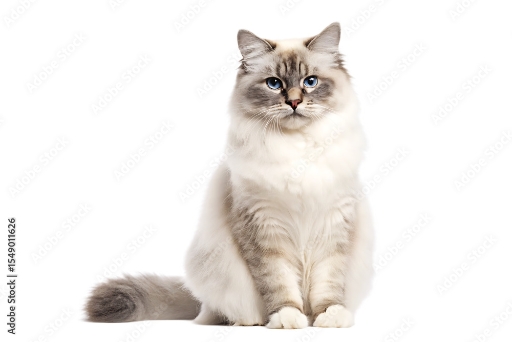 cute fluffy portrait kitty cat ragdoll looking isolated on white background PNG ,ai generated cute fluffy portrait kitty cat ragdoll looking isolated on white background PNG ,ai generated