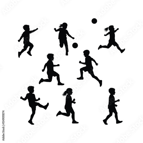 Wallpaper Mural Silhouettes of Kids Playing Soccer Active Children Sports Fun Vector Illustration Torontodigital.ca