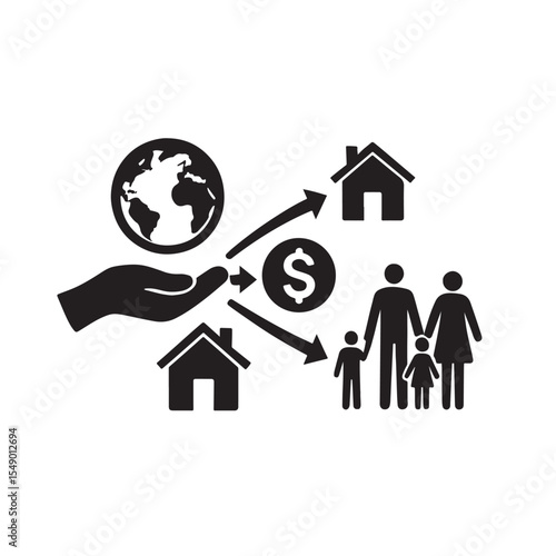Global Remittance Support and Family Finance Concept Vector Illustration