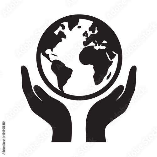 Hands Holding Earth Icon for Global Responsibility and Environmental Care