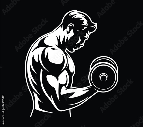 Vector set showing various weightlifting exercises like squats and overhead lifts, a monochrome graphic on white background
