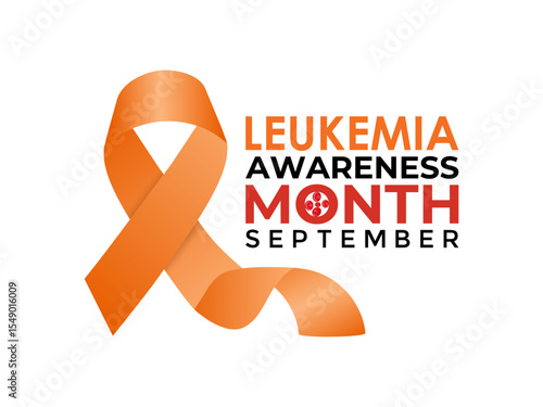 Illustration on the theme of Leukemia Awareness month with orange colored ribbon. Support the Fight Against Blood Cancer. Encourage blood and bone marrow donations. Banner poster, social media, design