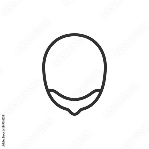 Human head from top view, linear icon. Scalp analysis or hair mapping. Line with editable stroke.