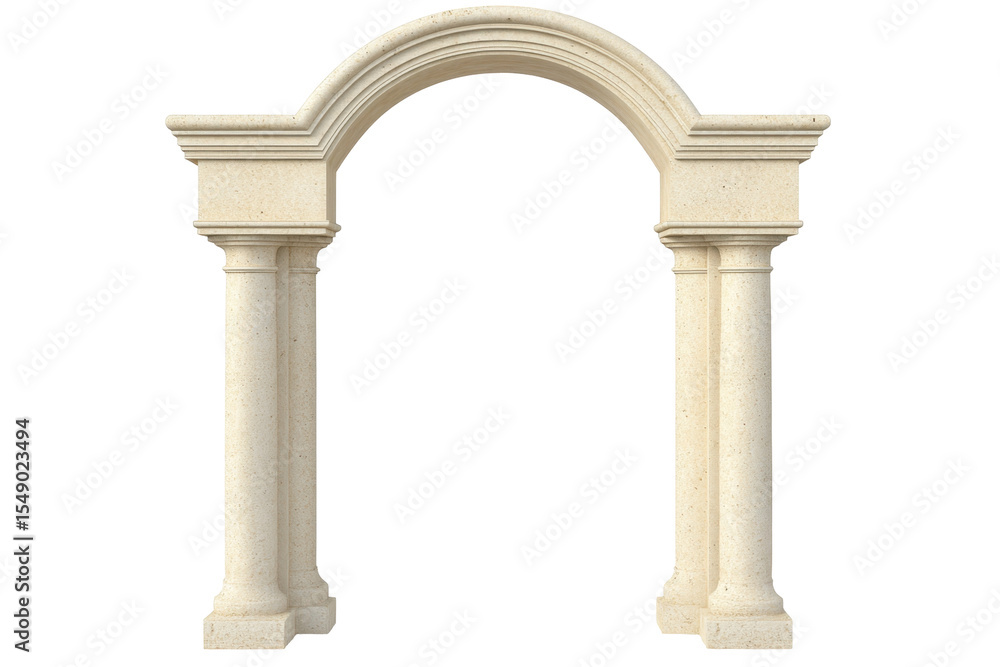 Naklejka premium Elegant Decorative Archway with Columns and Ornate Details on Transparent Background