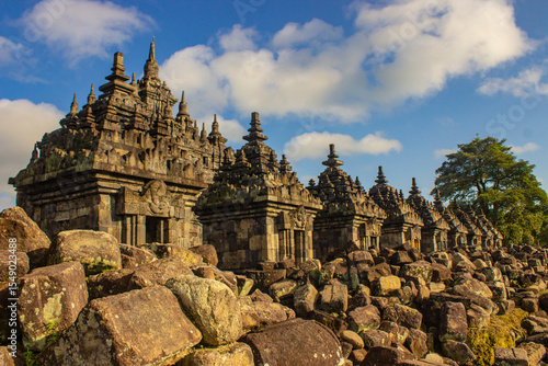 Foto Candi Plaosan, a Buddhist temple located in Klaten Central Java, Indonesia, with