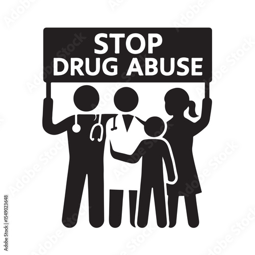 Stop Drug Abuse Awareness Icon for Family and Community