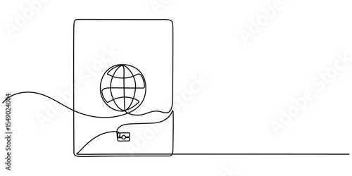 Continuous Line Drawing of Passport Icon. Hand Drawn Symbol Vector Illustration, One Continuous Line Drawing of Passport Icon. Single Line Vector Illustration, One Continuous Line Drawing of Visa.