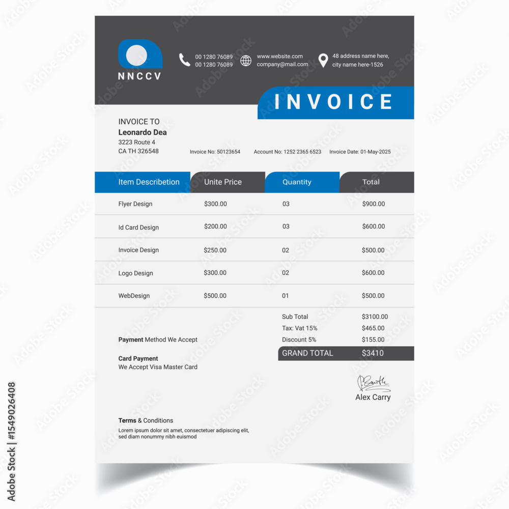 Obraz premium Professional Invoice Template Design