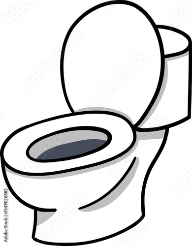 Hand drawn Bathroom elements doodle, Cartoon illustration of a toilet bowl in a simple design.