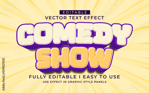3d editable comedy show text effect typography style template