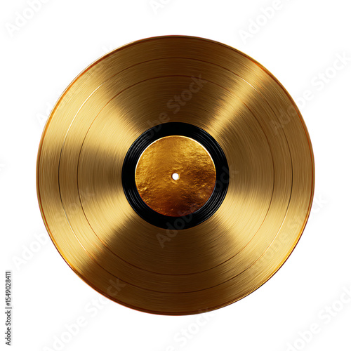 Gold Record Award Music Industry Success Symbol Vinyl LP Achievement Celebration against transparent background