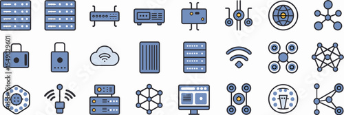 Networking and server infrastructure icon set – Great for IT services, tech blogs, or infrastructure presentations