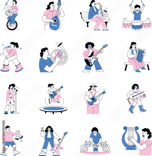 Collection of Hand Drawn Musician Illustrations 

