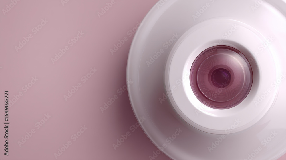 Close up of digital inspection lens or camera with pink background, showing detailed focus lens element, highlighting precision and clarity imaging technology, conveying sense of modernity Close up of digital inspection lens or camera with pink background, showing detailed focus lens element, highlighting precision and clarity imaging technology, conveying sense of modernity