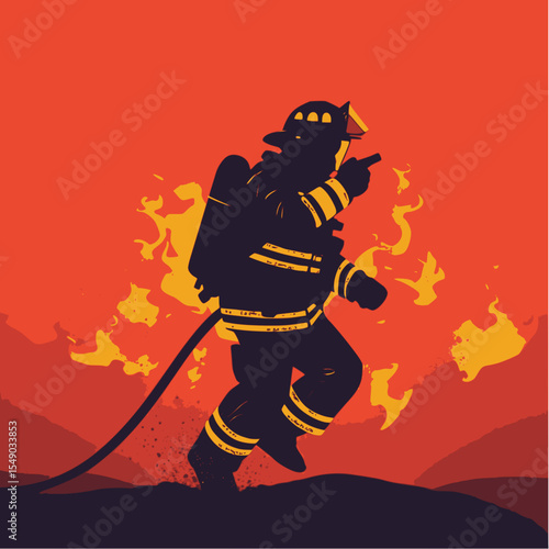 Heroic Firefighter Silhouette – Emergency Service SVG Vector