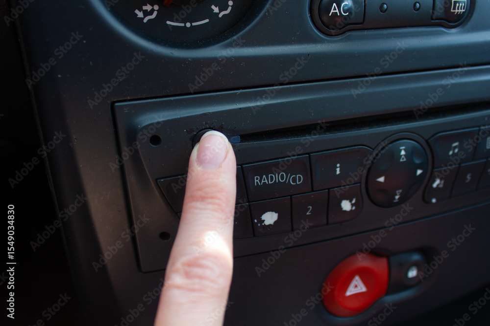 Fototapeta premium car interior, car panel, dashboard, radio, cup holder, air conditioner, climate control