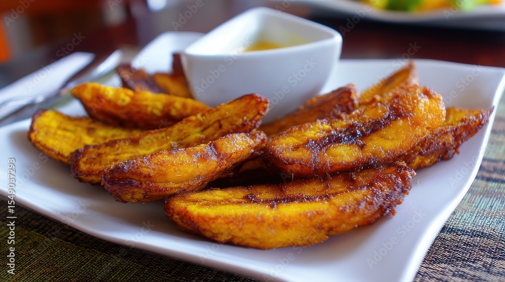 Stunning photo of ripe fried African plantain - local staple food served as meals with sauce or as a side dish in Nigeria, West Africa and other African countries. Stunning photo of ripe fried African plantain - local staple food served as meals with sauce or as a side dish in Nigeria, West Africa and other African countries.