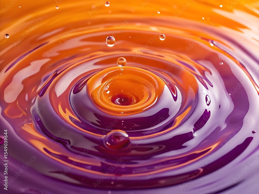 Vibrant orange and purple swirl of liquid in glossy motion, close-up – Remolino de líquidos naranja y púrpura en movimiento brillante, primer plano.
Vibrant orange and purple swirl of liquid in glossy motion, close-up – Remolino de líquidos naranja y púrpura en movimiento brillante, primer plano.