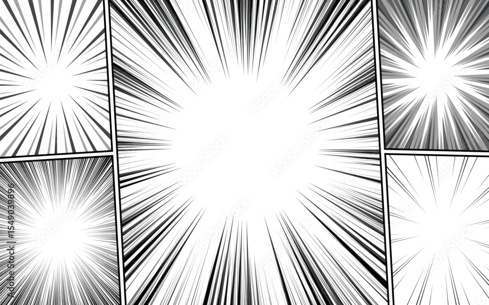 Naklejka premium Abstract black and white background comic page template design