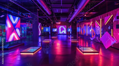 Vibrant neon interior design exhibition