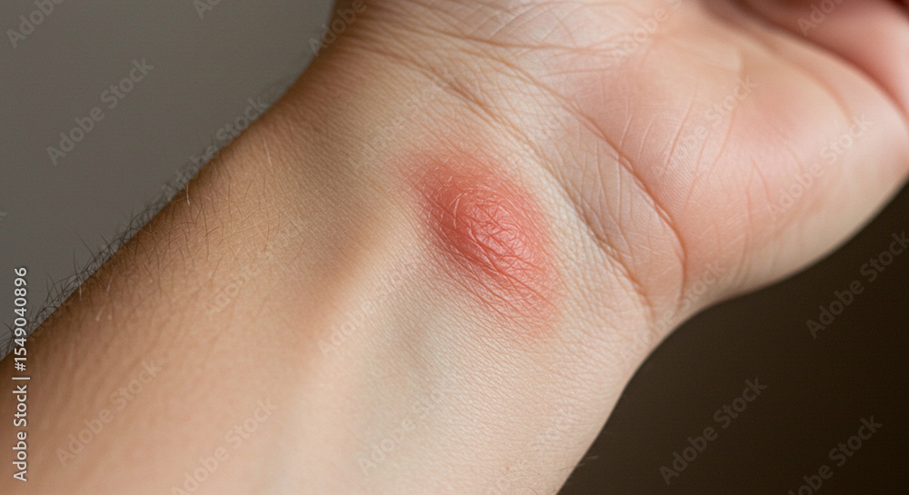 Fototapeta premium Skin irritation on wrist showing redness and inflammation