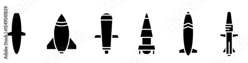  missile and rocket icons. vector. editable