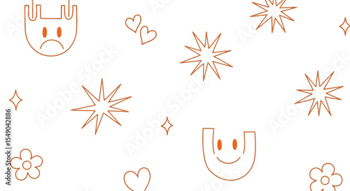 Happy and Sad Faces Pattern Vector Illustration of Emotions