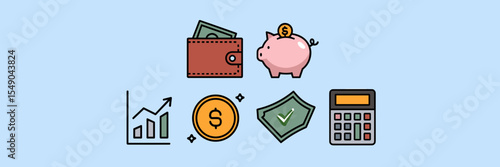 Personal finance and budget tracking icons – Great for financial apps, savings planners, or accounting dashboards