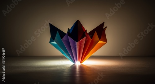 Radiant Origami Burst: A Symphony of Colors in Light and Shadow