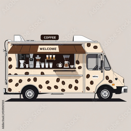 coffee seller car vector