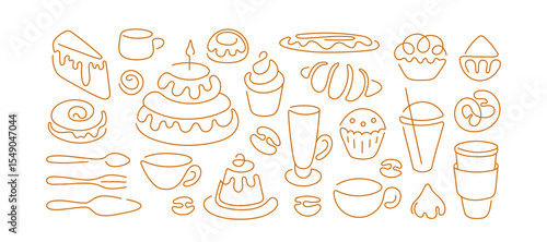 Bakery sign Coffee Tea cup Abstract geometric line