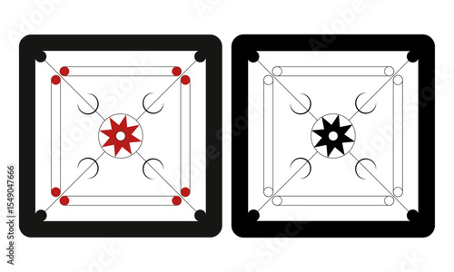 Carrom Board icon set, Carrom Board Monogram, Carrom Silhouette vector illustration